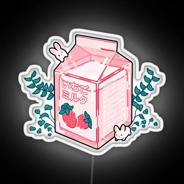 Strawberry Milk RGB Neon Sign