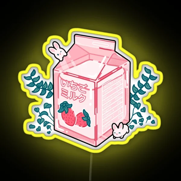 Strawberry Milk RGB Neon Sign