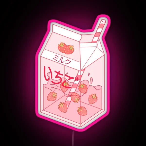 Strawberry Milk RGB Neon Sign