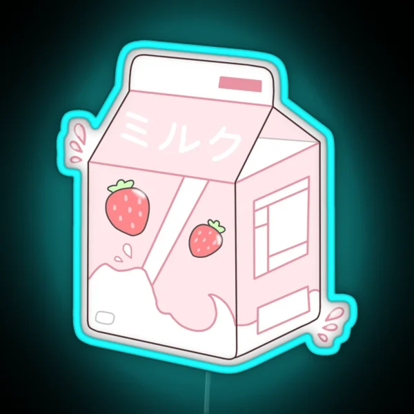 Strawberry Milk RGB Neon Sign