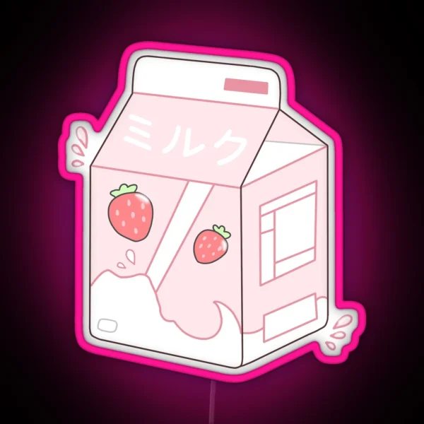 Strawberry Milk RGB Neon Sign