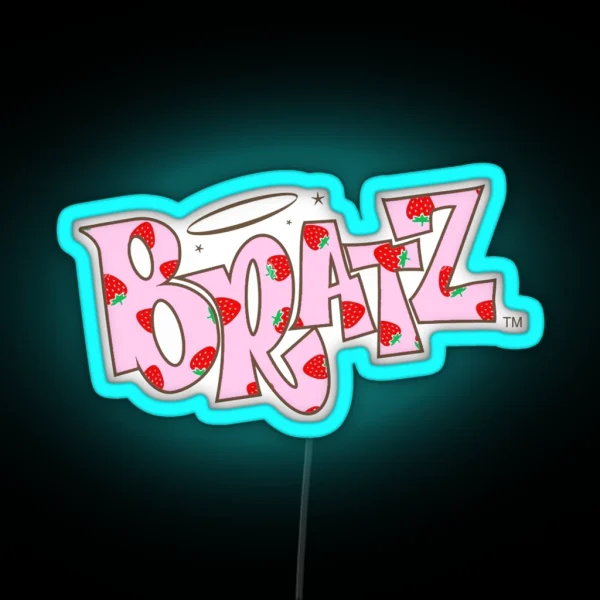 Strawberry Print Bratz Logo Led RGB Neon Sign
