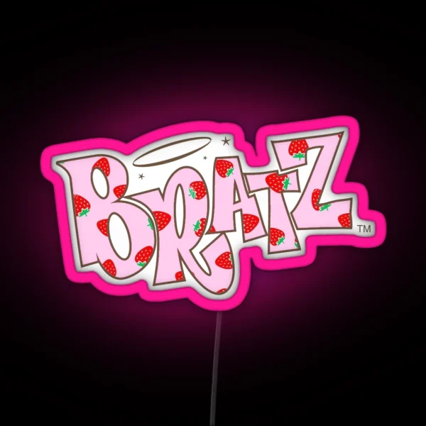 Strawberry Print Bratz Logo Led RGB Neon Sign