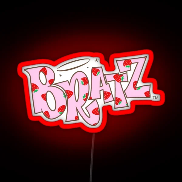 Strawberry Print Bratz Logo Led RGB Neon Sign