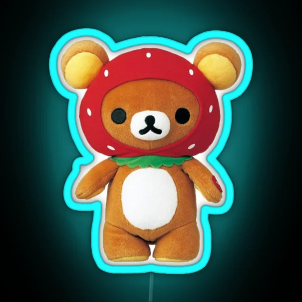 Strawberry Rilakkuma Plush RGB Neon Sign