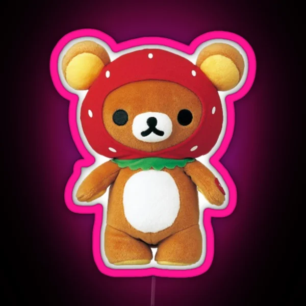 Strawberry Rilakkuma Plush RGB Neon Sign