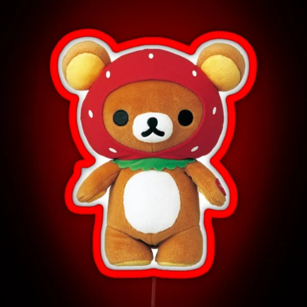 Strawberry Rilakkuma Plush RGB Neon Sign
