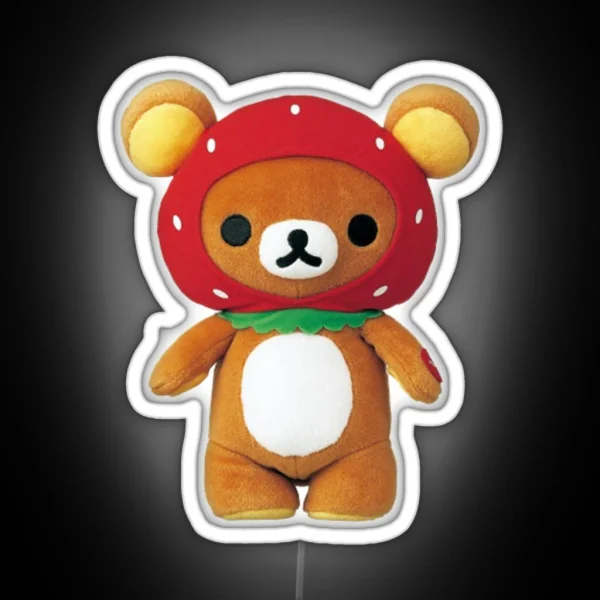 Strawberry Rilakkuma Plush RGB Neon Sign
