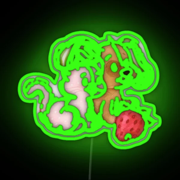 Strawberry Shortcake Cat And Dog RGB Neon Sign