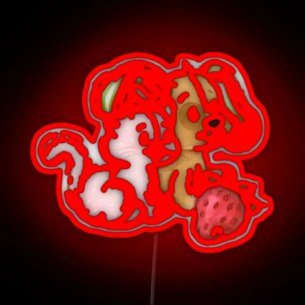 Strawberry Shortcake Cat And Dog RGB Neon Sign
