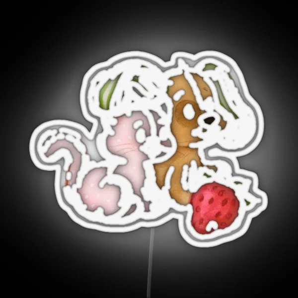 Strawberry Shortcake Cat And Dog RGB Neon Sign