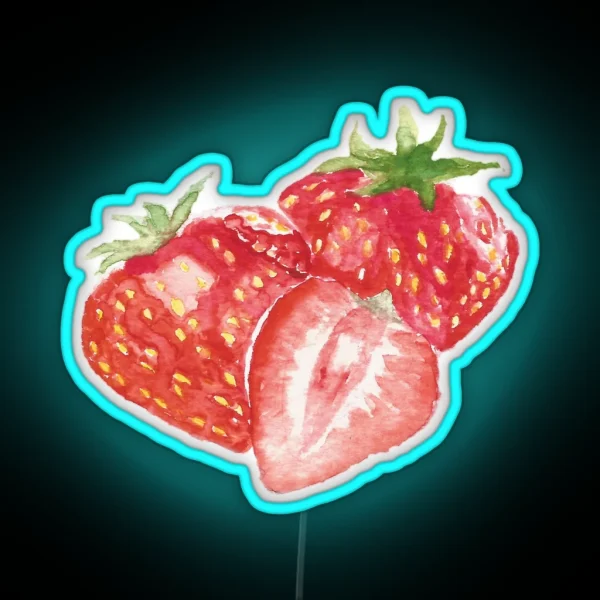 Strawberry Watercolor Painting RGB Neon Sign