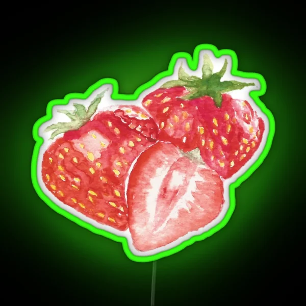 Strawberry Watercolor Painting RGB Neon Sign