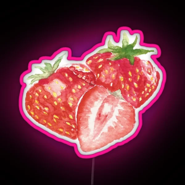 Strawberry Watercolor Painting RGB Neon Sign