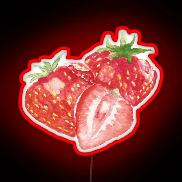 Strawberry Watercolor Painting RGB Neon Sign