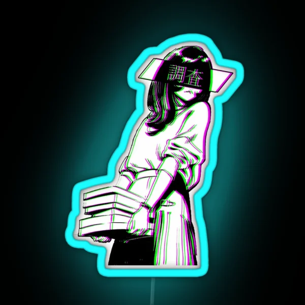 STUDY SAD JAPANESE ANIME AESTHETIC RGB Neon Sign