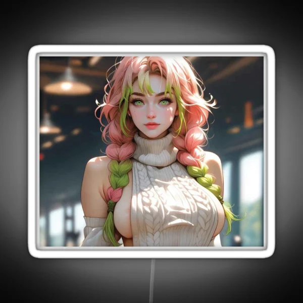 Stunning Anime Inspired Portrait Vibrant Braided Hair RGB Neon Sign