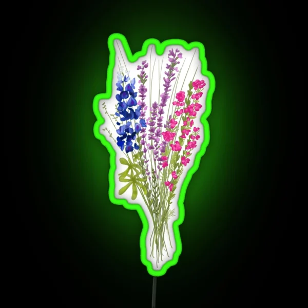 Subtle Bi Pride Flowers RGB Neon Sign