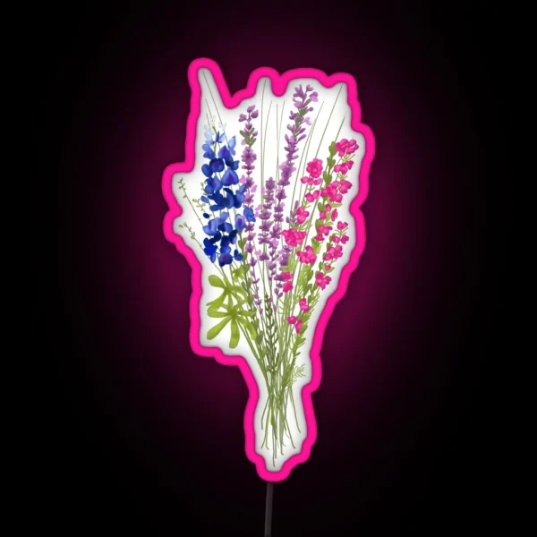 Subtle Bi Pride Flowers RGB Neon Sign