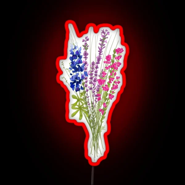 Subtle Bi Pride Flowers RGB Neon Sign