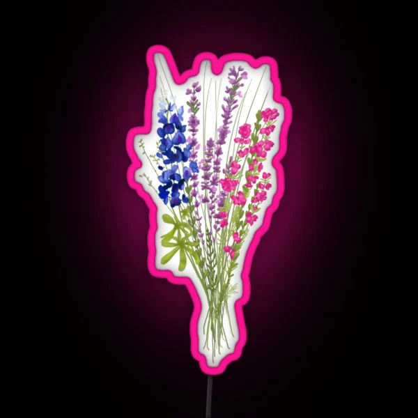 Subtle Bi Pride Flowers RGB Neon Sign