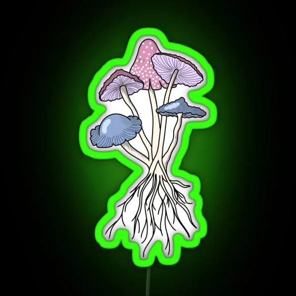 Subtle Bi Pride Mushrooms RGB Neon Sign