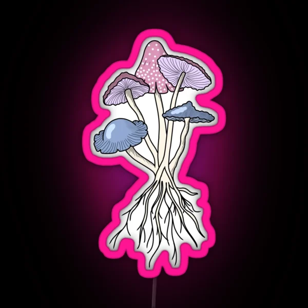 Subtle Bi Pride Mushrooms RGB Neon Sign