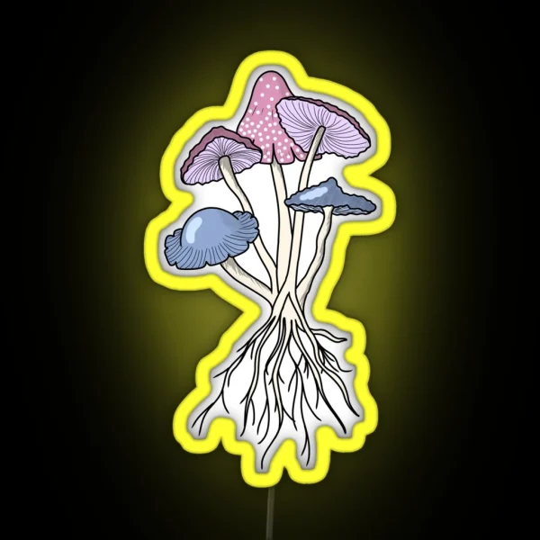 Subtle Bi Pride Mushrooms RGB Neon Sign