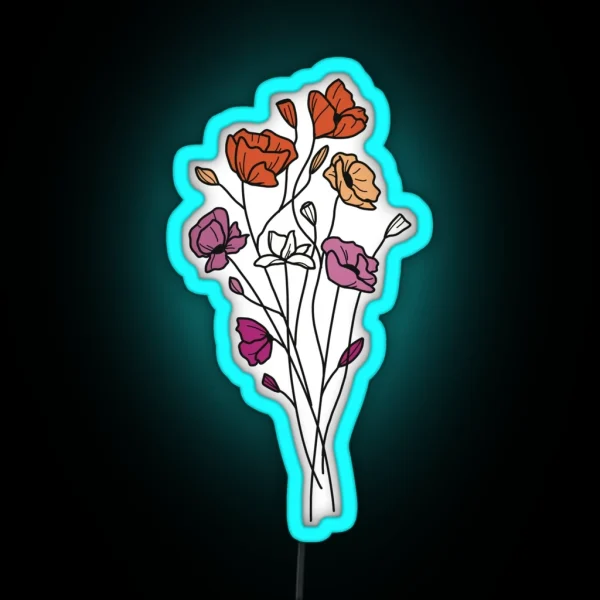 Subtle Lesbian Pride Flowers RGB Neon Sign