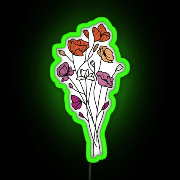 Subtle Lesbian Pride Flowers RGB Neon Sign