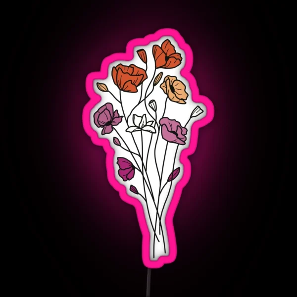 Subtle Lesbian Pride Flowers RGB Neon Sign