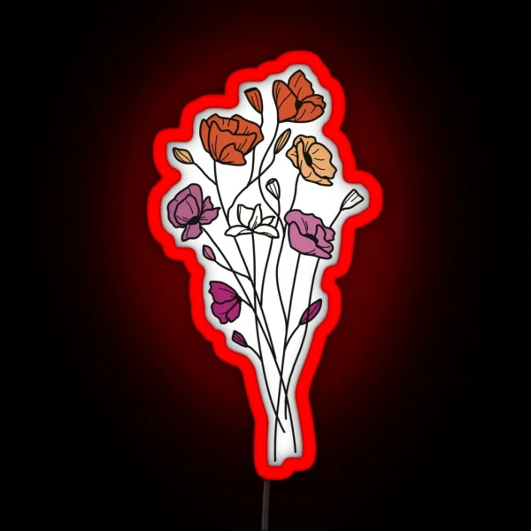 Subtle Lesbian Pride Flowers RGB Neon Sign