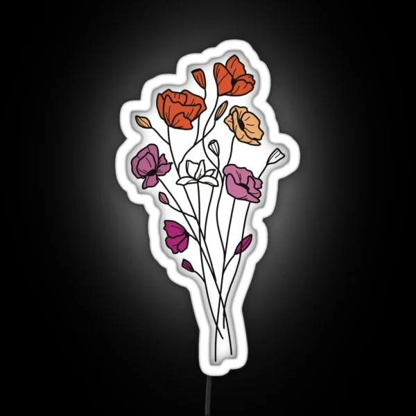 Subtle Lesbian Pride Flowers RGB Neon Sign
