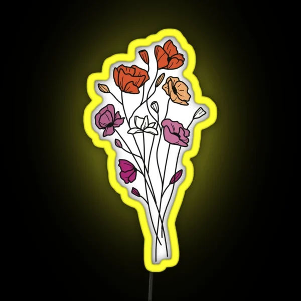 Subtle Lesbian Pride Flowers RGB Neon Sign