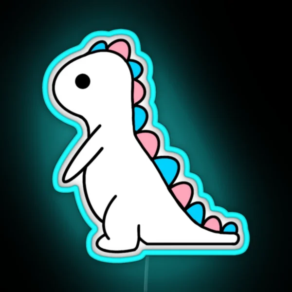Subtle Trans Dino Pink And Blue Pride RGB Neon Sign