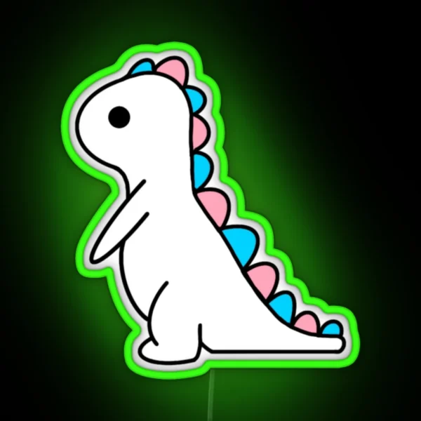Subtle Trans Dino Pink And Blue Pride RGB Neon Sign