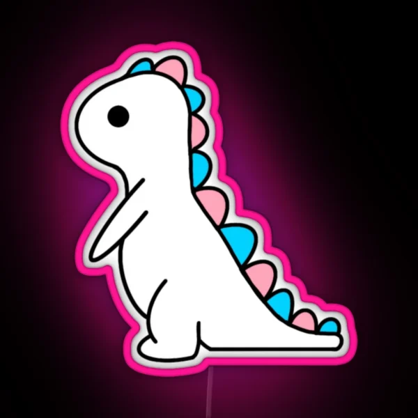 Subtle Trans Dino Pink And Blue Pride RGB Neon Sign