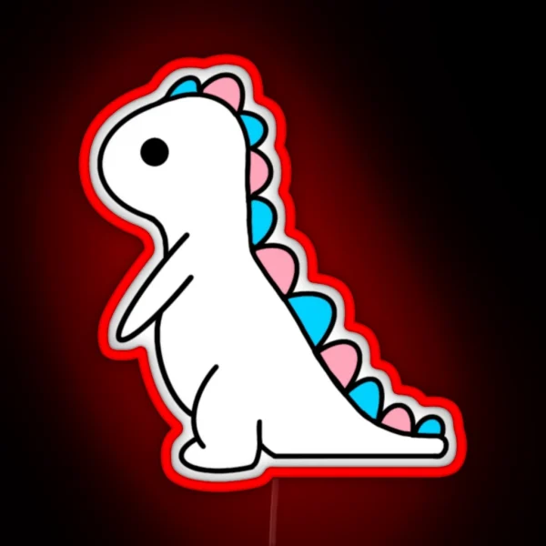 Subtle Trans Dino Pink And Blue Pride RGB Neon Sign