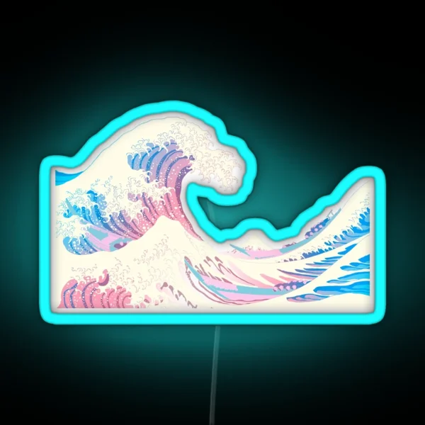 Subtle Transgender Pride Great Wave RGB Neon Sign