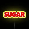 Vibrant sugar neon sign with dynamic RGB color changing lighting