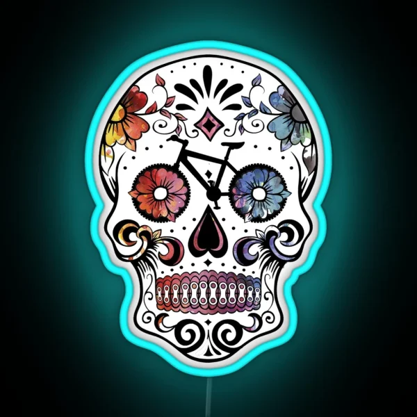 Sugar Skull Bikes Watercolor RGB Neon Sign
