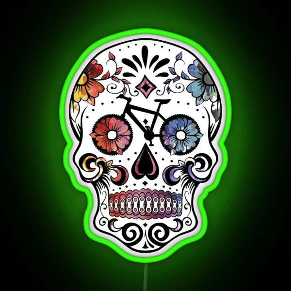 Sugar Skull Bikes Watercolor RGB Neon Sign