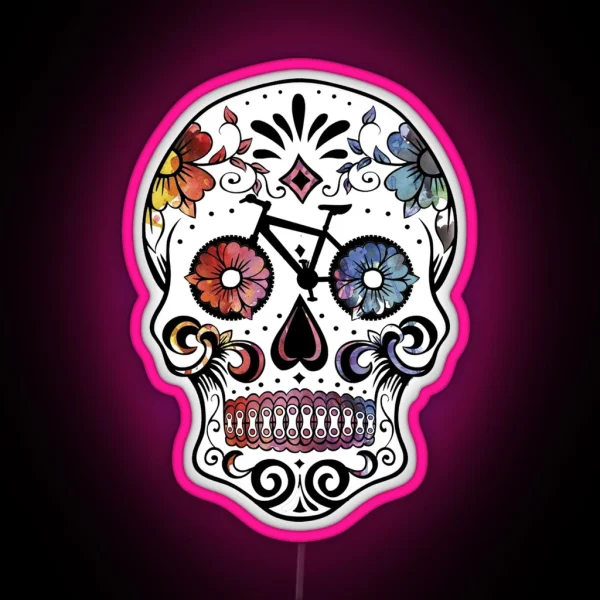 Sugar Skull Bikes Watercolor RGB Neon Sign