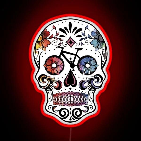 Sugar Skull Bikes Watercolor RGB Neon Sign
