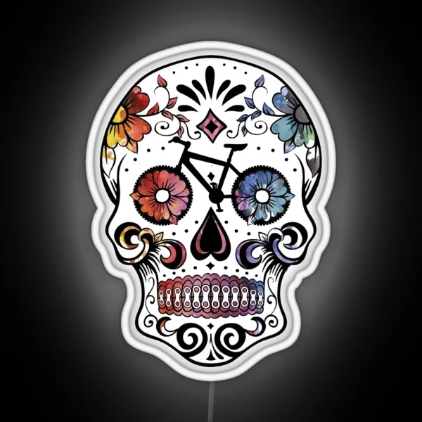 Sugar Skull Bikes Watercolor RGB Neon Sign