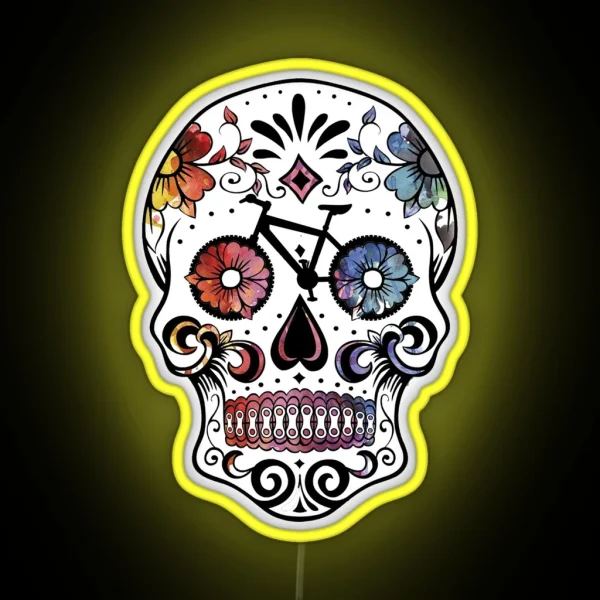 Sugar Skull Bikes Watercolor RGB Neon Sign