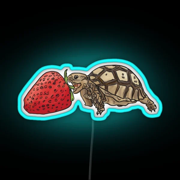 Sulcata Tortoise Vs Strawberry RGB Neon Sign