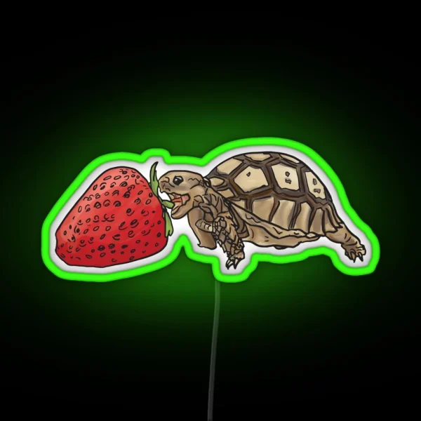 Sulcata Tortoise Vs Strawberry RGB Neon Sign