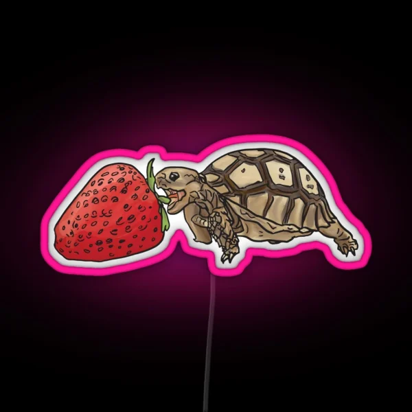 Sulcata Tortoise Vs Strawberry RGB Neon Sign
