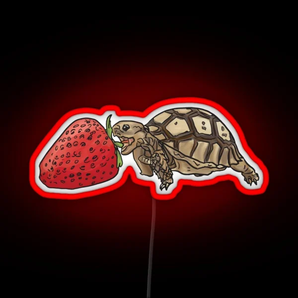 Sulcata Tortoise Vs Strawberry RGB Neon Sign